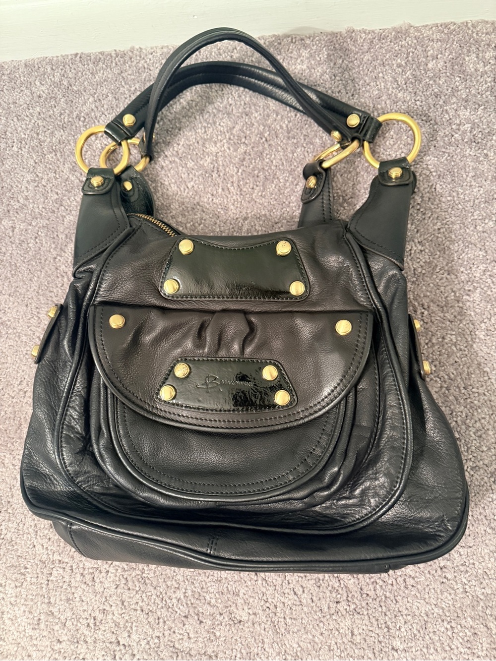 B. Makowsky Black leather shoulder bag